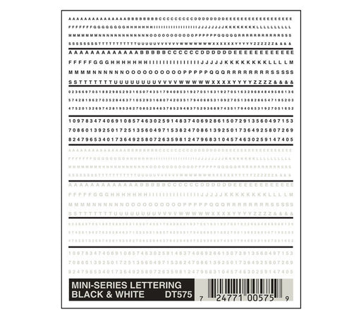Woodland Scenics DT575 Dry Transfer Decals - Mini Lettering, Black and White