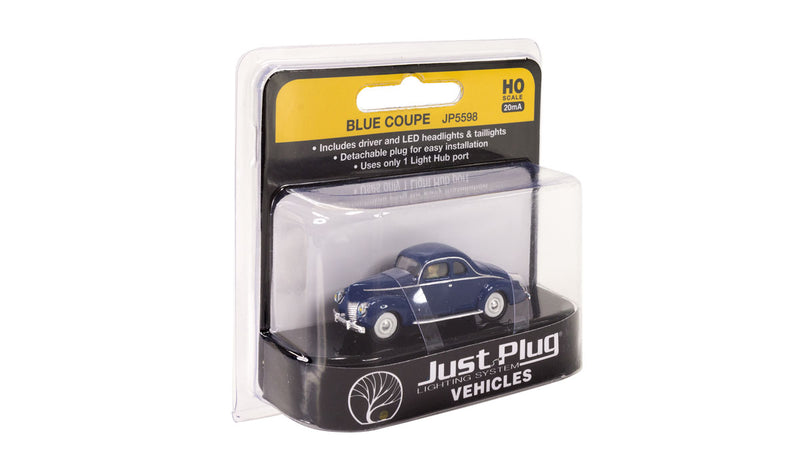 Woodland Scenics JP5598 HO Scale Just Plug Vehicles - Blue Coupe