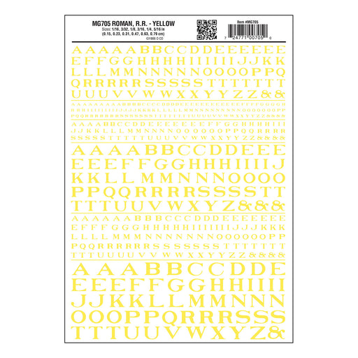 Woodland Scenics MG705 Model Graphics, Roman Letters, Yellow