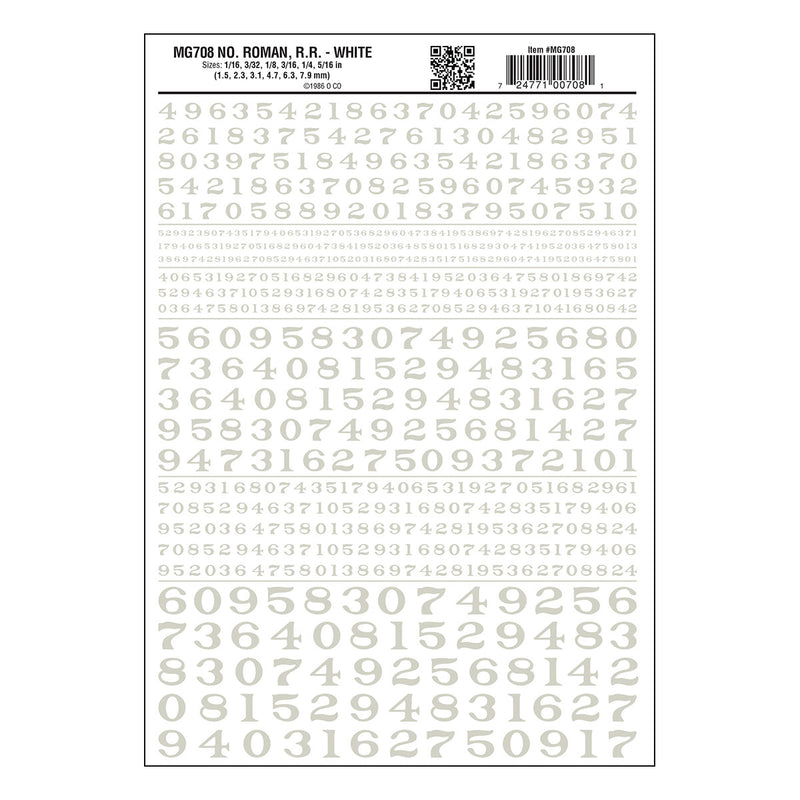 Woodland Scenics MG708 Model Graphics, Roman Numbers, White