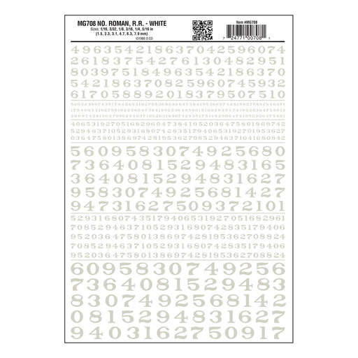 Woodland Scenics MG708 Model Graphics, Roman Numbers, White