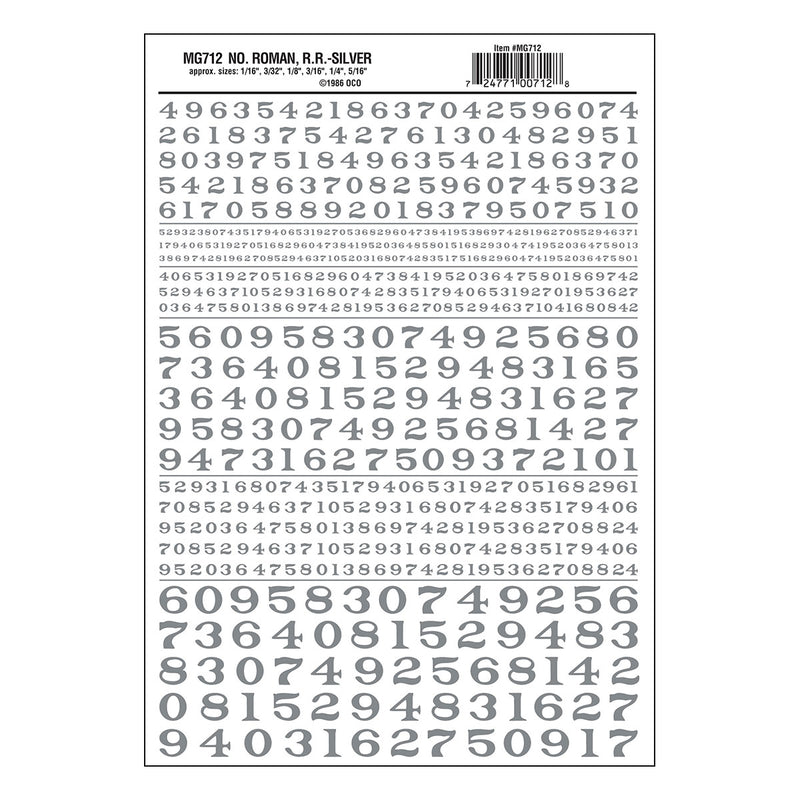 Woodland Scenics MG712 Model Graphics, Roman Numbers, Silver