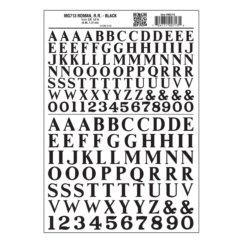 Woodland Scenics MG713 Model Graphics, Large Roman Letters, Black
