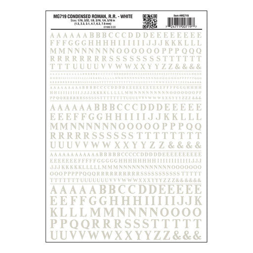 Woodland Scenics MG719 Model Graphics, Short Roman Letters, White