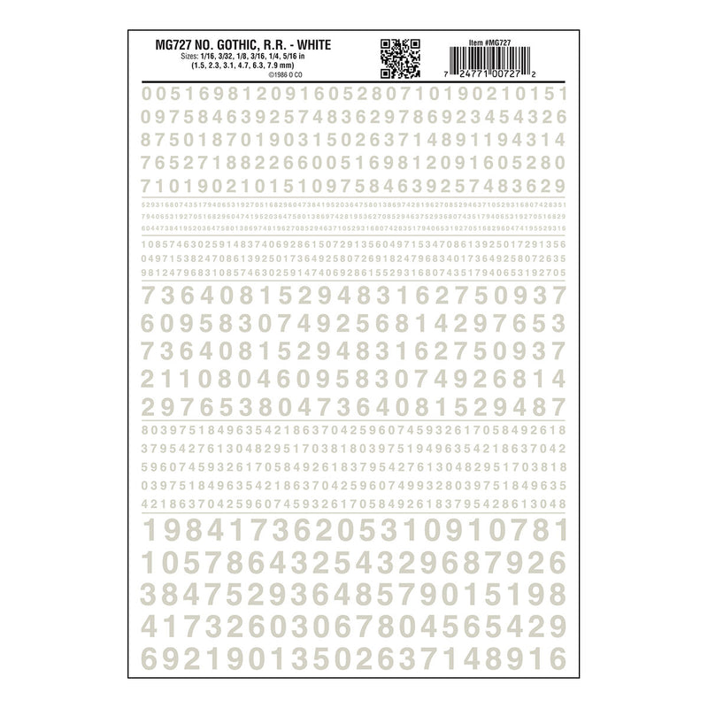 Woodland Scenics MG727 Model Graphics, Gothic Numbers, White