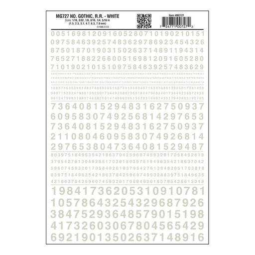 Woodland Scenics MG727 Model Graphics, Gothic Numbers, White