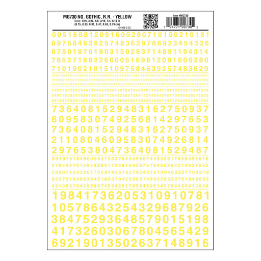 Woodland Scenics MG730 Model Graphics, Gothic Numbers, Yellow