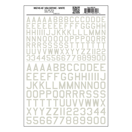 Woodland Scenics MG745 Model Graphics, Large Gothic 45-Degree USA Letters, White