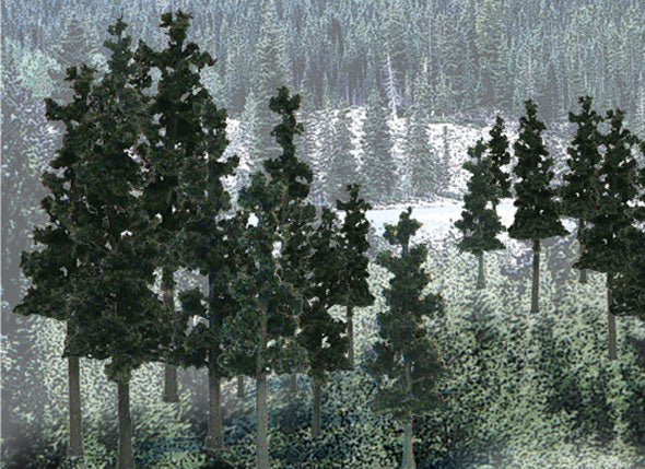 Woodland Scenics TR1580 Value Trees, Conifer 2.25-4" (33)