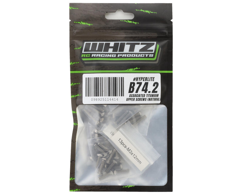 Whitz Racing Products AE742-TS-N Silver HyperLite RC10B74.2 Titanium Upper Screw Kit