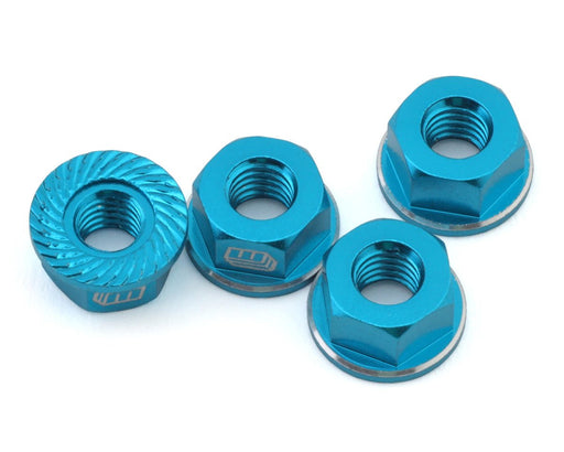 Whitz Racing Products NUT-BLU Blue 4mm Flanged Wheel Nuts (4 Pack)