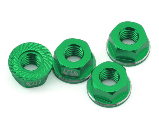 Whitz Racing Products NUT-GRN Green 4mm Flanged Wheel Nuts (4 Pack)