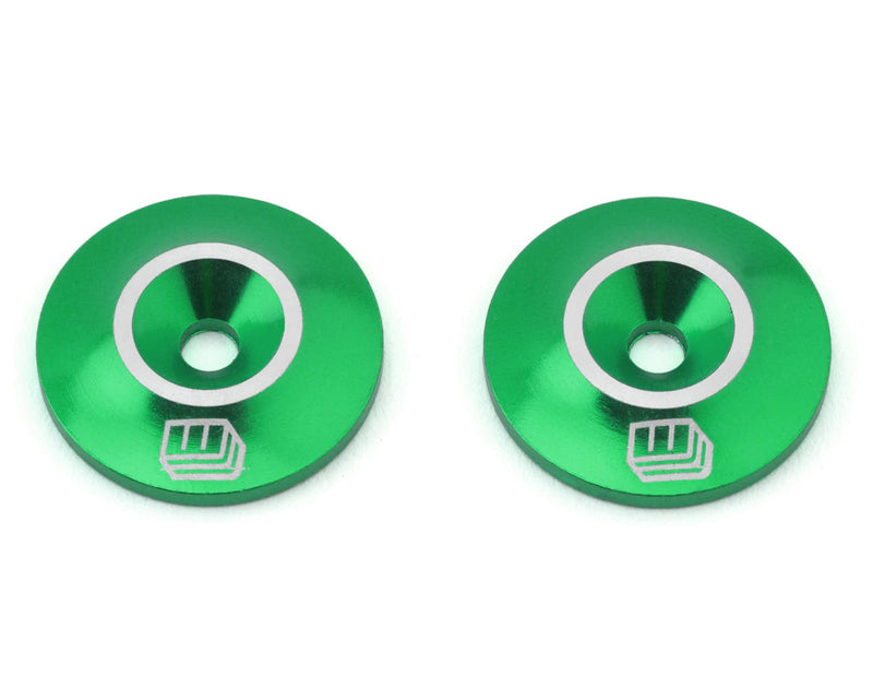 Whitz Racing Products WAS-GRN Green CNC Aluminum Low Profile Wing Washers (2 Pack)