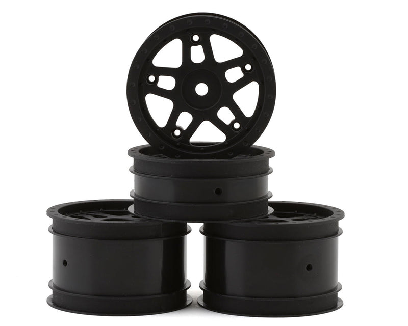 Whitz Racing Products WL-SET Black 1/10 Whiplash 2.2" Sprint Car Dirt Oval Wheels Set (Front & Rear)