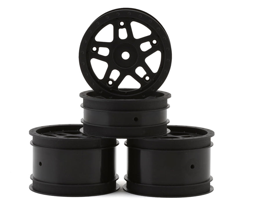 Whitz Racing Products WL-SET Black 1/10 Whiplash 2.2" Sprint Car Dirt Oval Wheels Set (Front & Rear)