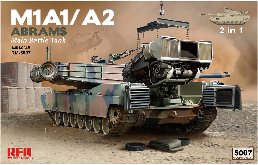 Ryefield Models 5007 1/35 M1A1/A2 Abrams Tank with Full Interior (2 in 1) Model Kit