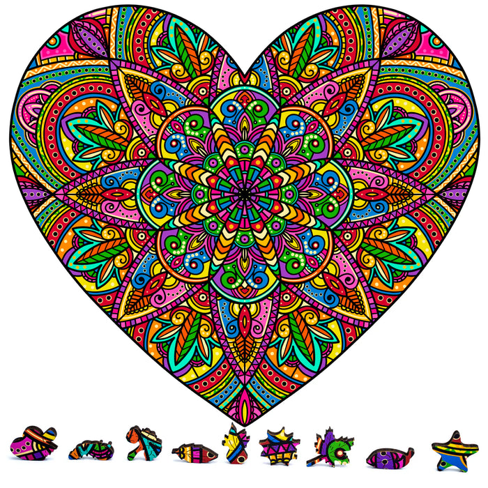 Zen Chalet MH200 Mandala Heart 200 Piece Wooden Jigsaw Puzzle