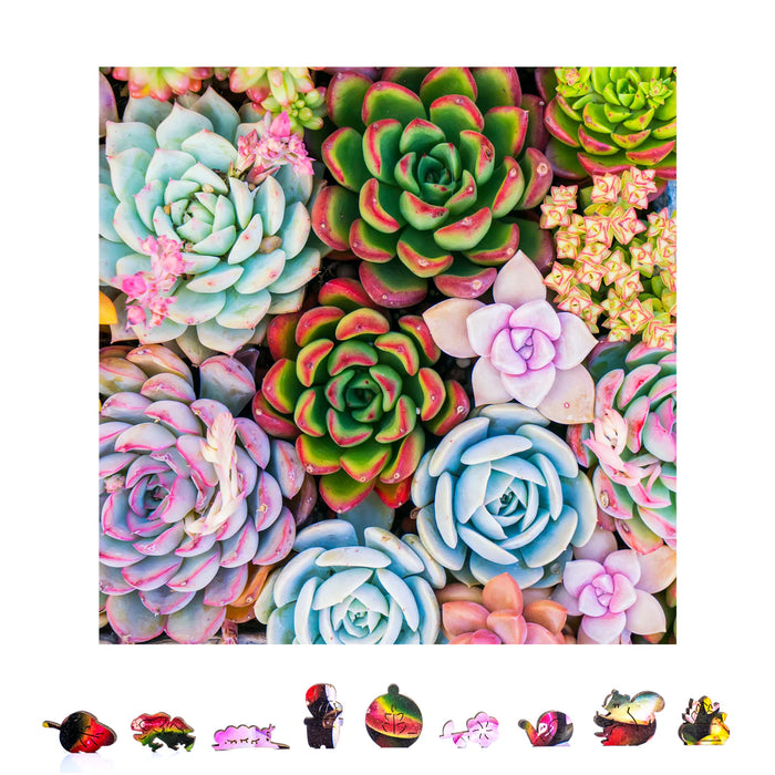 500 piece succulent puzzle ZenChalet Puzzles Succulent Sensation Wooden Puzzle