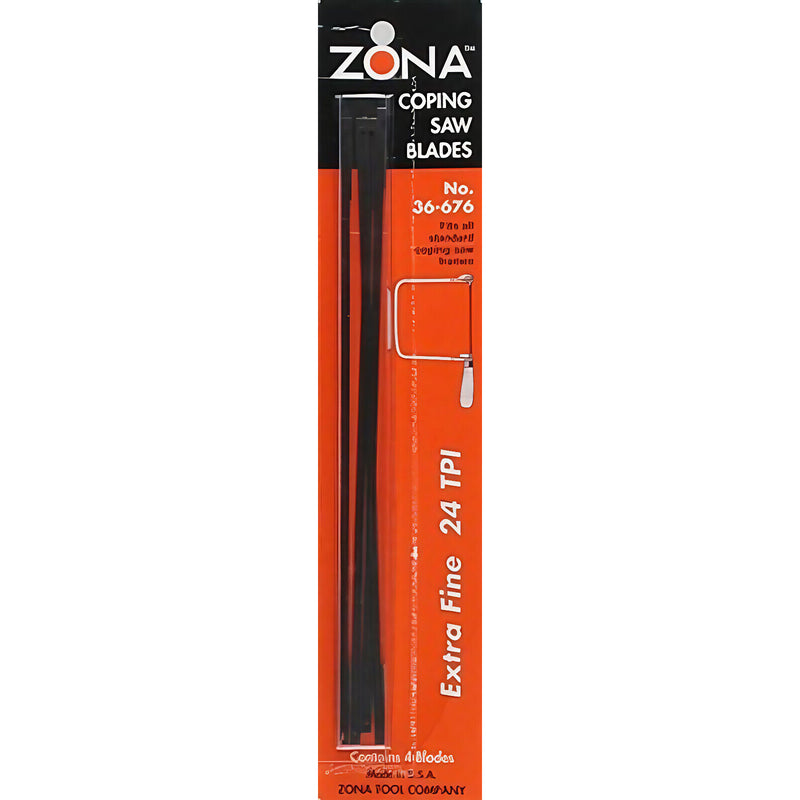 Zona 36-676 Coping Saw Blades .100 x .018 x 24 TPI for Hard or Soft Wood 4 Pack