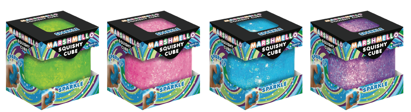 Zorbitz Marshmello Sparkle Squishy Cube (Colors May Vary)