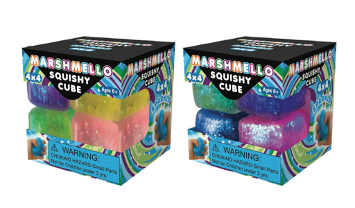 Zorbitz Marshmello Squishy 4x4 Glitter Mini Cube (Colors May Vary)