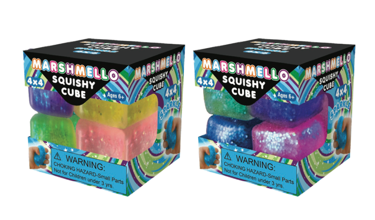 Zorbitz Marshmello Squishy 4x4 Glitter Mini Cube (Colors May Vary)