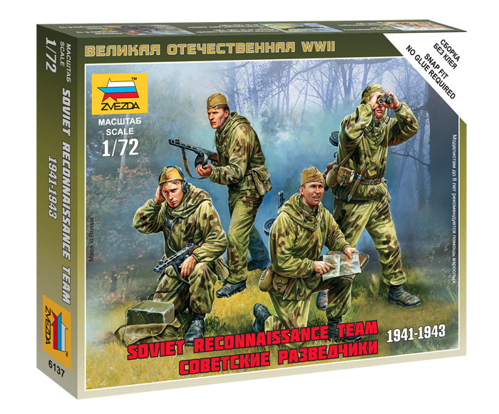Zvezda 6137 1/72 WWII Soviet Reconnaissance Team Figures Model Kit