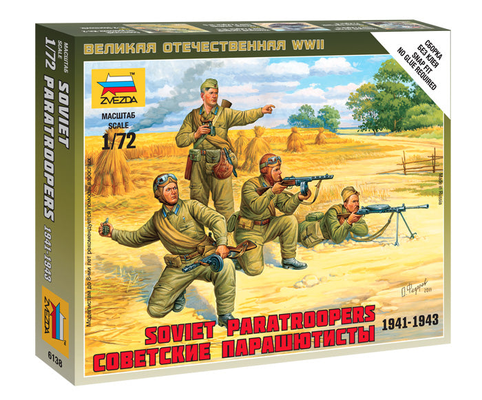 Zvezda 6138 1/72 WWII Soviet Paratrooper Figures Model Kit