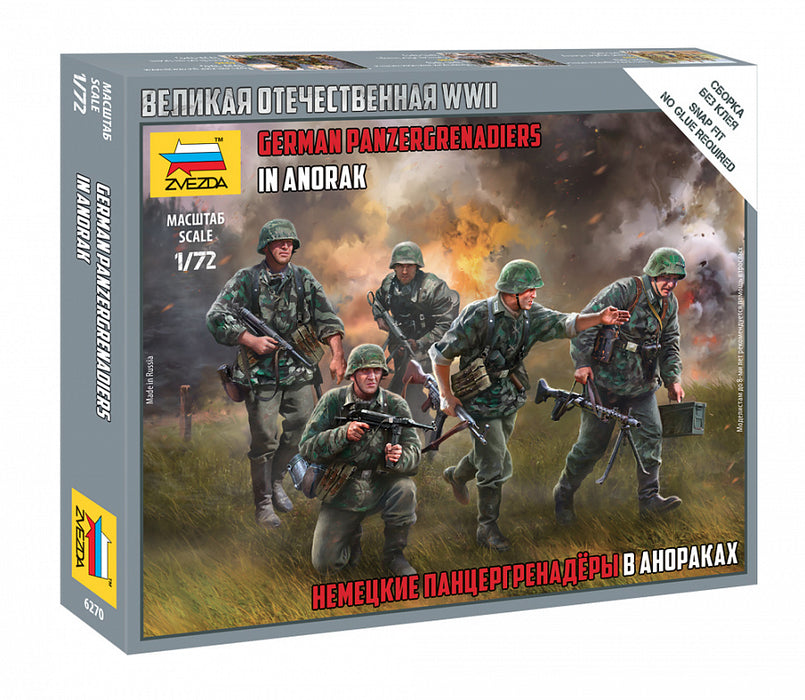 Zvezda 6270 1/72 WWII German Panzergrenadiers in Anorak Figures Model Kit