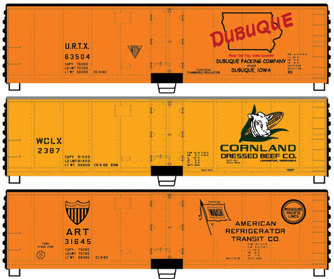 Accurail 8093 HO KIT 40' Steel Reefer Dubeque Wilson ART Kit 3 Pack
