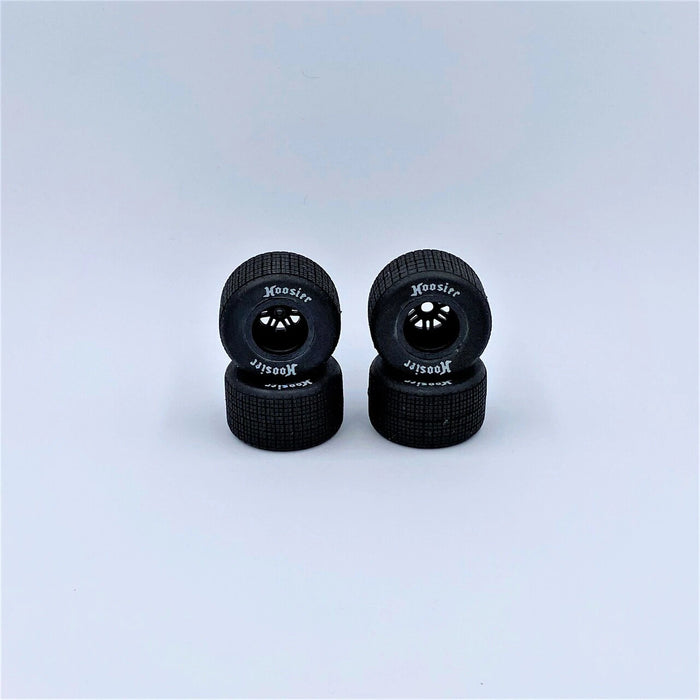 1RC 5539 Front and Rear Hoosier Tires on Black Wheels for Late Model