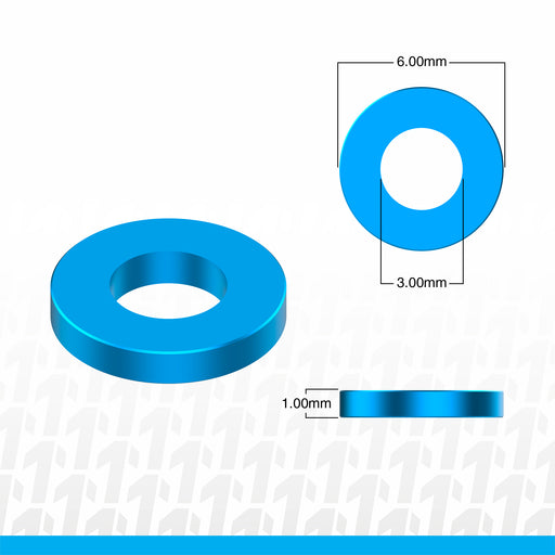 1UP Racing 80313 Blue Precision Aluminum Shims 3x6x1mm 12 Pack