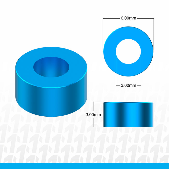 1UP Racing 80315 Blue Precision Aluminum Shims 3x6x3mm 12 Pack