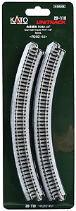 Kato 20110 N Scale UniTrack 282mm 11" Radius Curve 45-Degree (4 Pack)