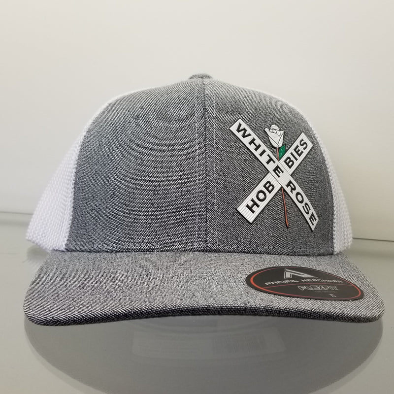 White Rose Hobbies WRH Logo Pacific Headwear P405 Gray Heather/White SM/MD 