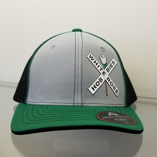 White Rose Hobbies WRH Logo Pacific Headwear 404M Silver/Black/Kelly LG/XL 