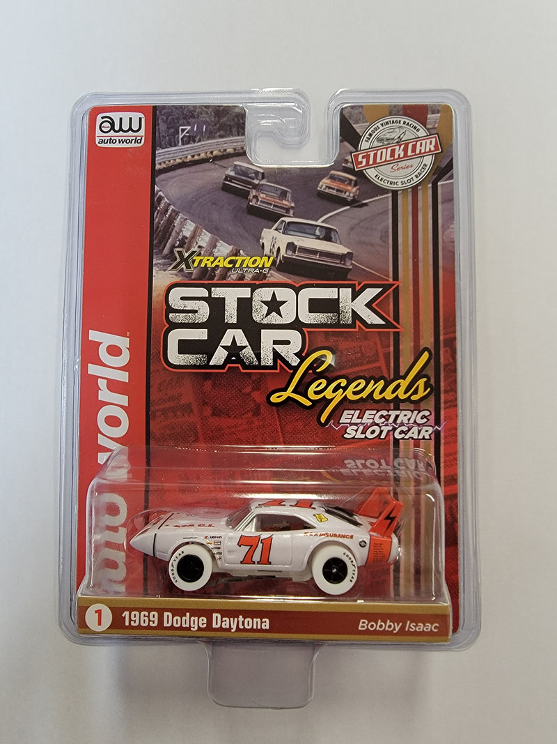 Auto World 355 HO Scale Stock Car Legends 1969 Dodge Daytona Bobby Isaac (White Lightning)