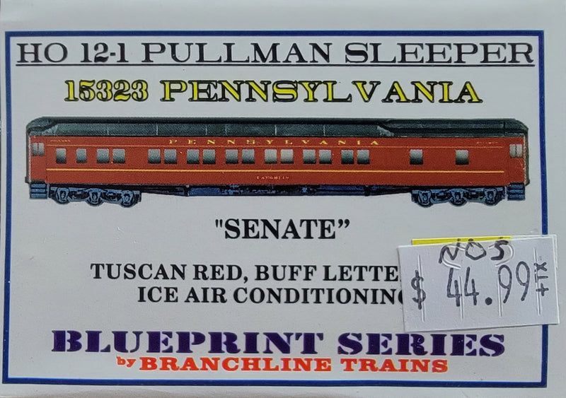 Branchline Trains 15323 HO Scale 1-21 Heavyweight Pullman Sleeper PRR Senate - NOS