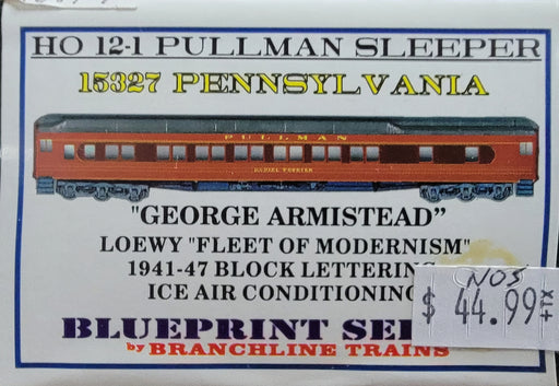 Branchline Trains 15327 HO Scale 1-21 Heavyweight Pullman Sleeper PRR Modernism Armistead - NOS
