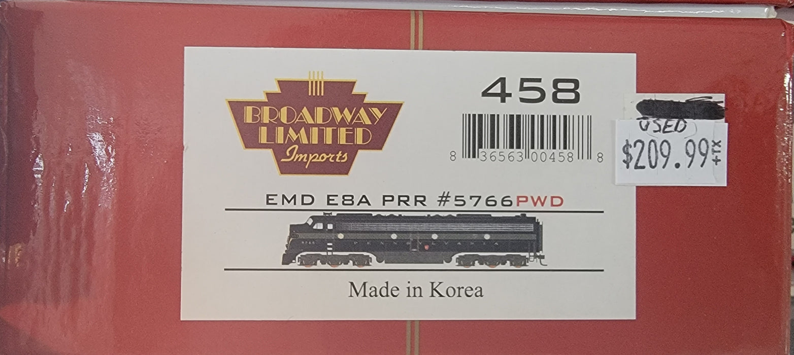 BLI 458 HO Scale EMD E8A Diesel Brunswick PRR 5766 DCC QSI Sound - Like New USED