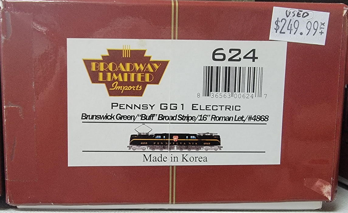 BLI 624 HO Scale GG1 Electric Brunswick Single Stripe PRR 4868 DCC QSI Sound - Like New USED