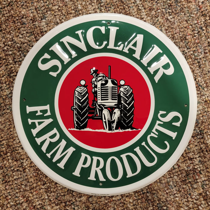 AAA Sign Co. 11-5/8" Round Sinclair Farm Products Embossed Steel Sign