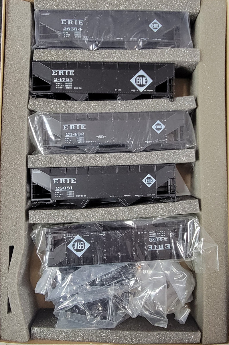 Athearn 5579 HO Scale 34' Offset Hopper Car 5 Pack (Blue Box Kit) Erie - NOS