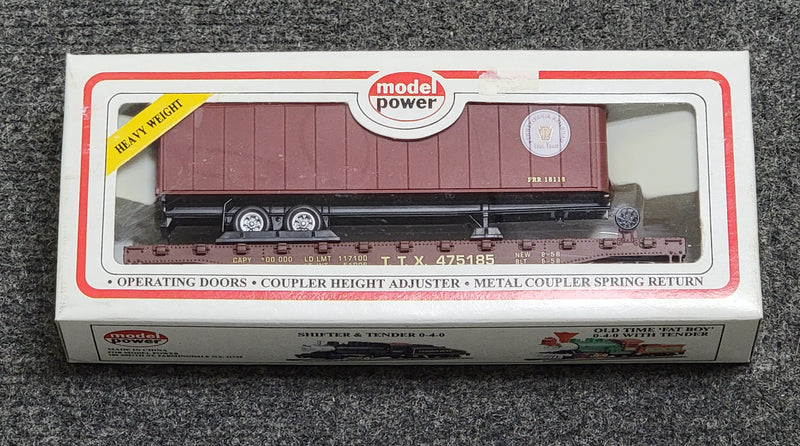 Model Power 8350 HO Scale 50' Flatcar with Trailer Pennsylvania PRR - NOS