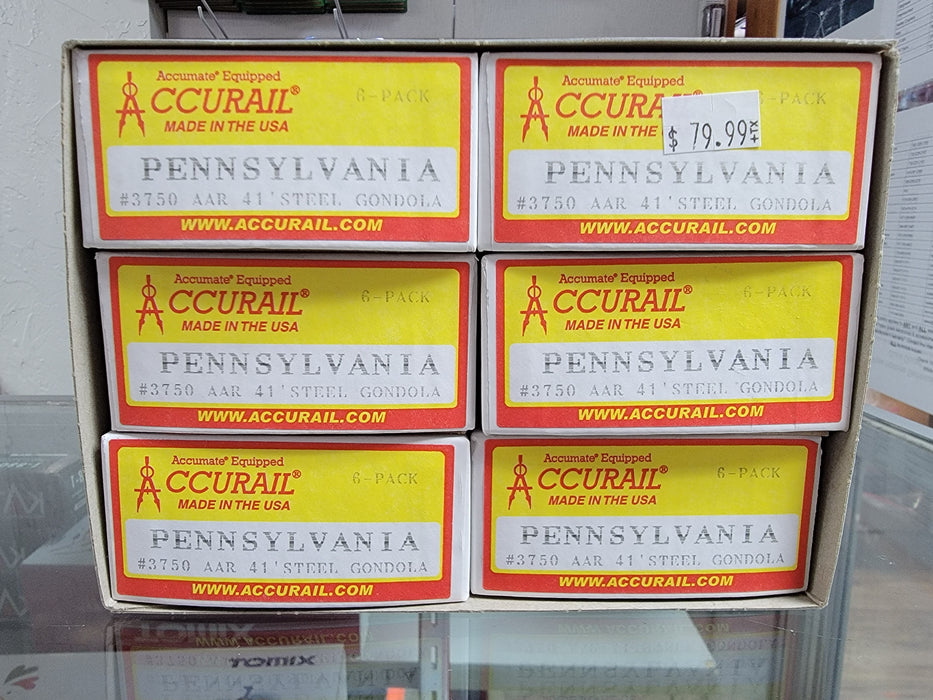 Accurail 3750 HO Scale AAR 41' Steel Gondola  Kit 6 Pack PRR - NOS
