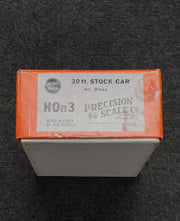 Precision Scale Co. HOn3 Scale 30' Stock Car Colorado & Southern C&S - Un-Painted Brass