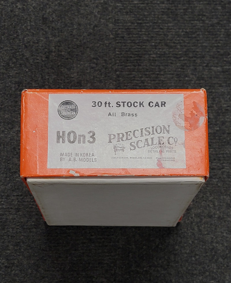 Precision Scale Co. HOn3 Scale 30' Stock Car Colorado & Southern C&S - Un-Painted Brass