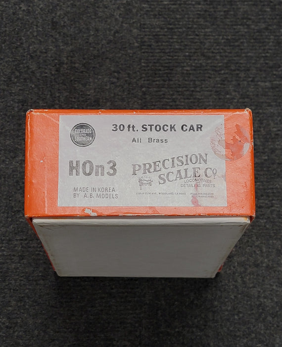 Precision Scale Co. HOn3 Scale 30' Stock Car Colorado & Southern C&S - Un-Painted Brass