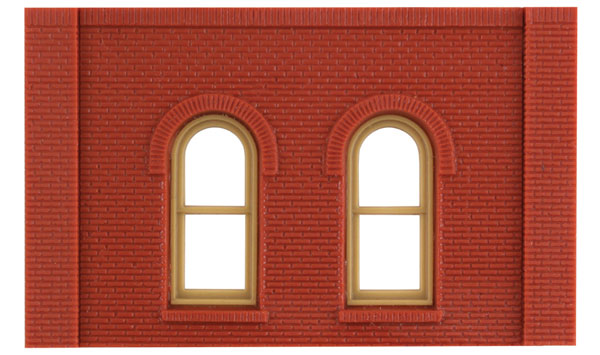 Woodland Scenics DPM 30112 HO Scale One Story Wall Sections - Arched Windows 4-Pack