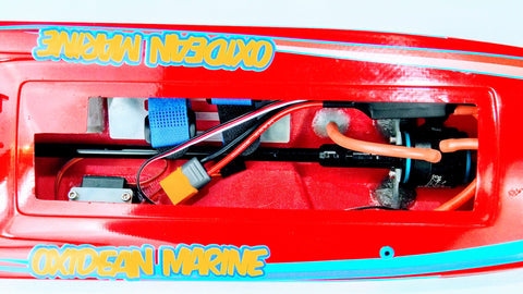 Oxidean Marine Mini-Dom Fiberglass Self Righting Mono RTR RC Boat - Red (OXIMDOMF-ARTR-R + OXM-50001